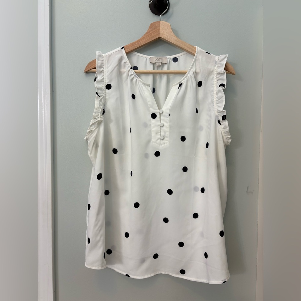 Loft Polka Dot Flutter Sleeve Top